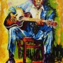 John Lee Hoocker sitzend Acryl